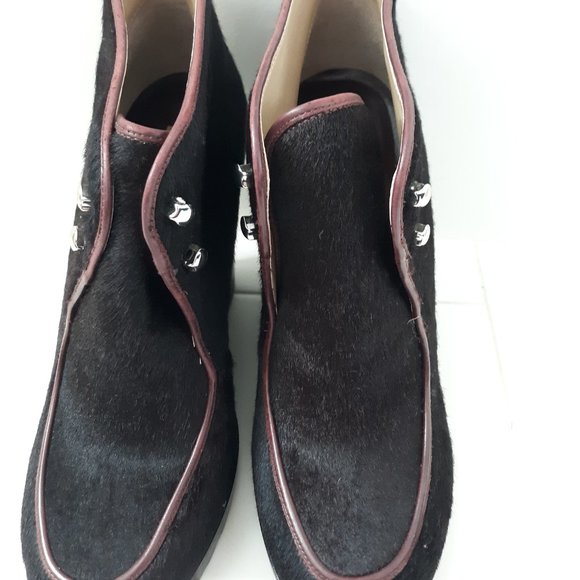 Marc Jacobs Chrome Dyed Calf Hair High Wedge Ankle Booties - Picture 4 of 6